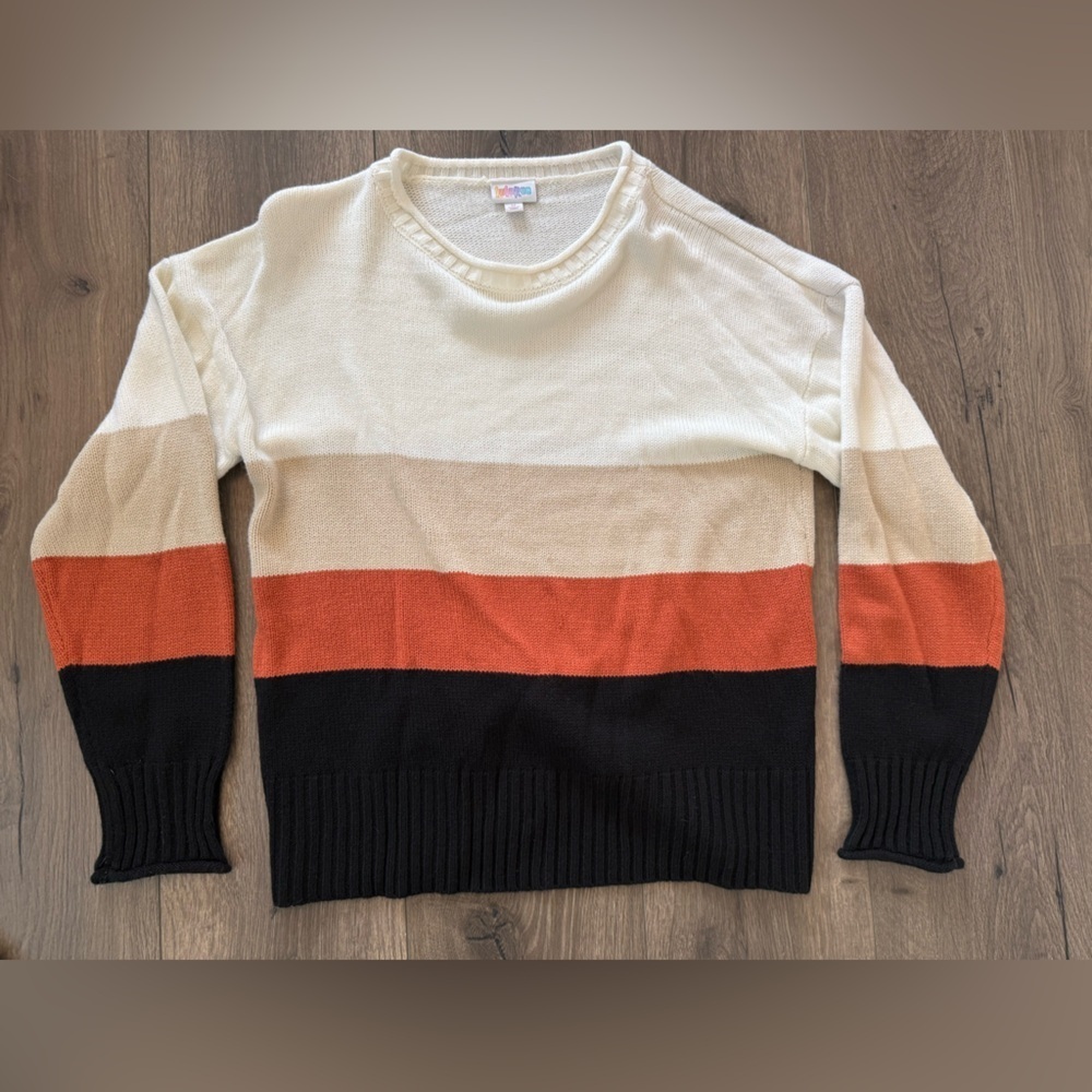 LuLaRoe Harper Ribbed Knit Colorblock Crew Neck Sweater Size Medium